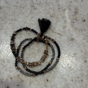 Black and Gold Beaded Bracelet Set